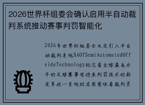 2026世界杯组委会确认启用半自动裁判系统推动赛事判罚智能化 2026世界杯组委会确认启用半自动裁判系统推动赛事判罚智能化